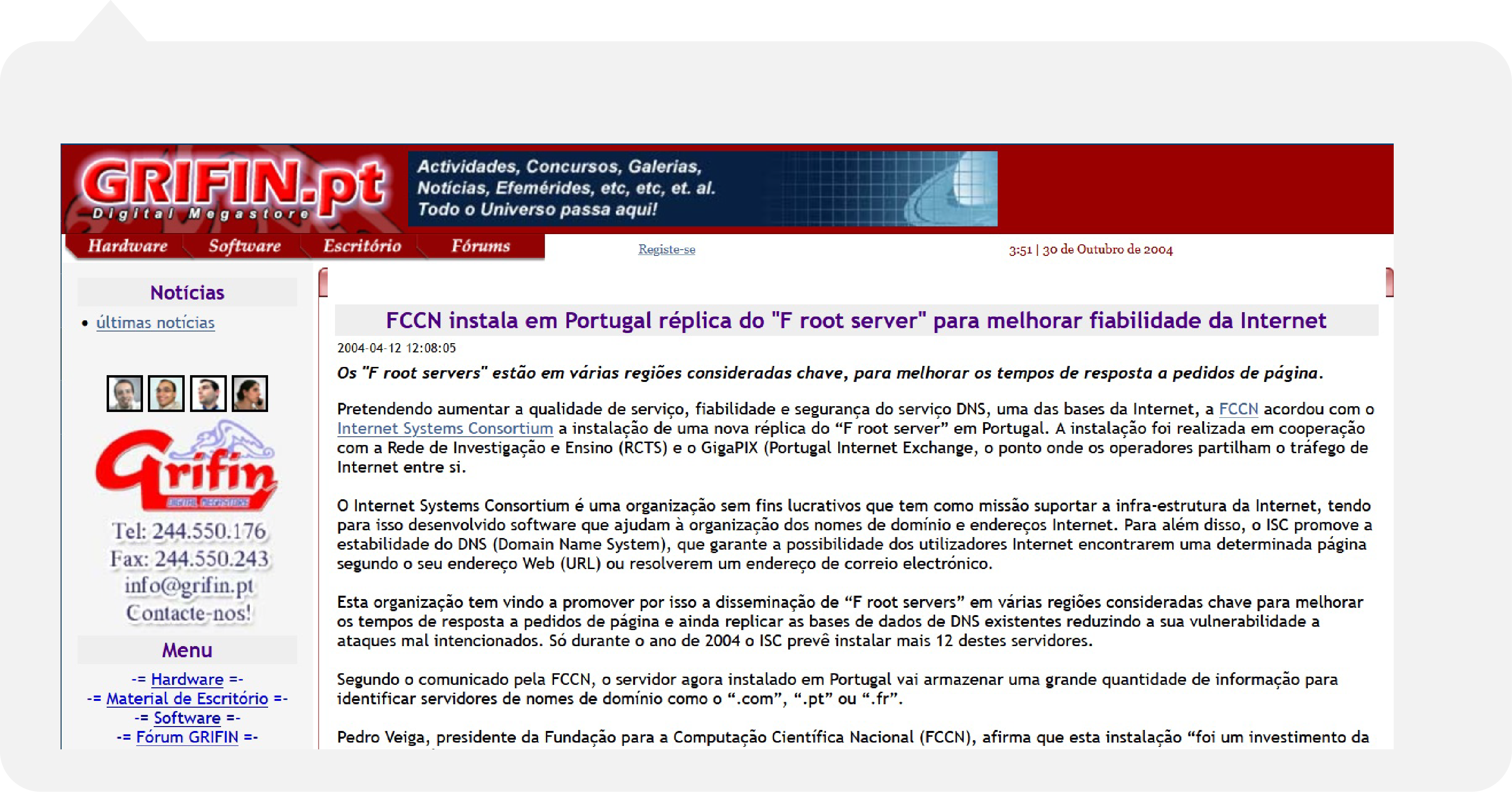 Imagem da Primeira cópia em Portugal de um Root server